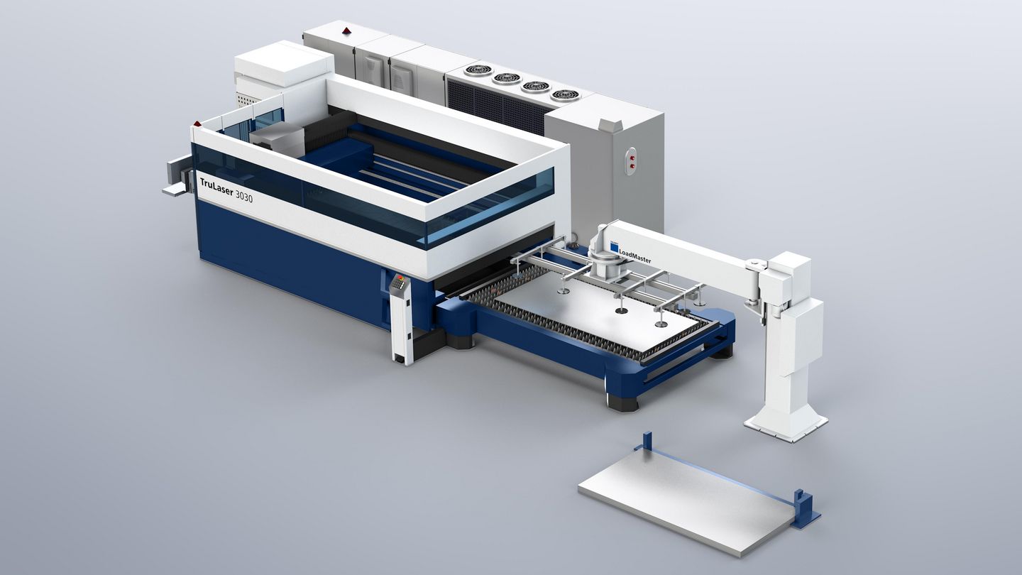 自动上料单元 LoadMaster 对激光切割机床 TruLaser 3030 进行上料