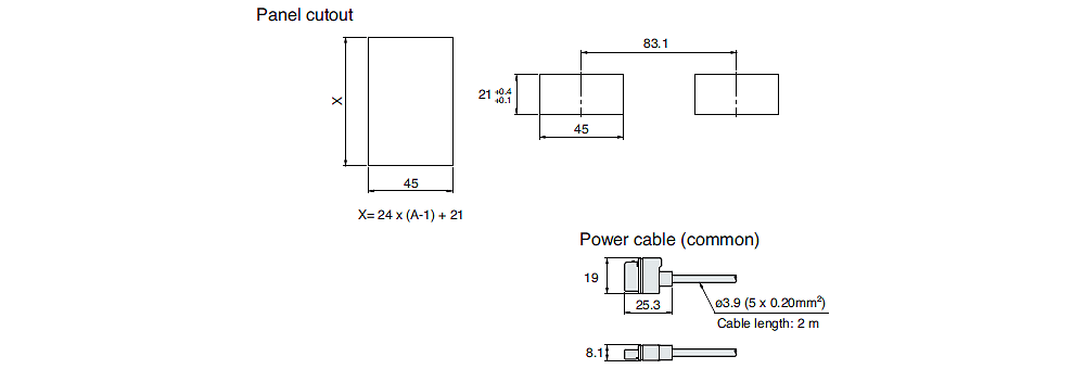 AP-V85/V87/PANELCUTOUT Dimension