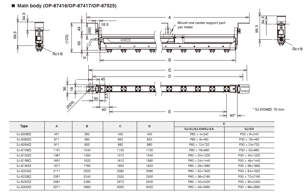 SJ-E036A&nbsp;Dimension