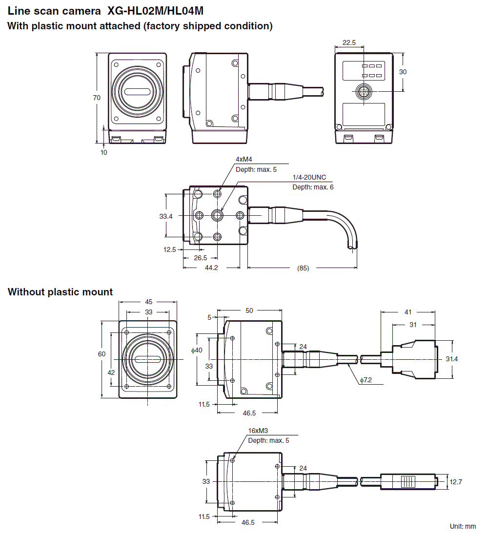 XG-HL02M/HL04L Dimension
