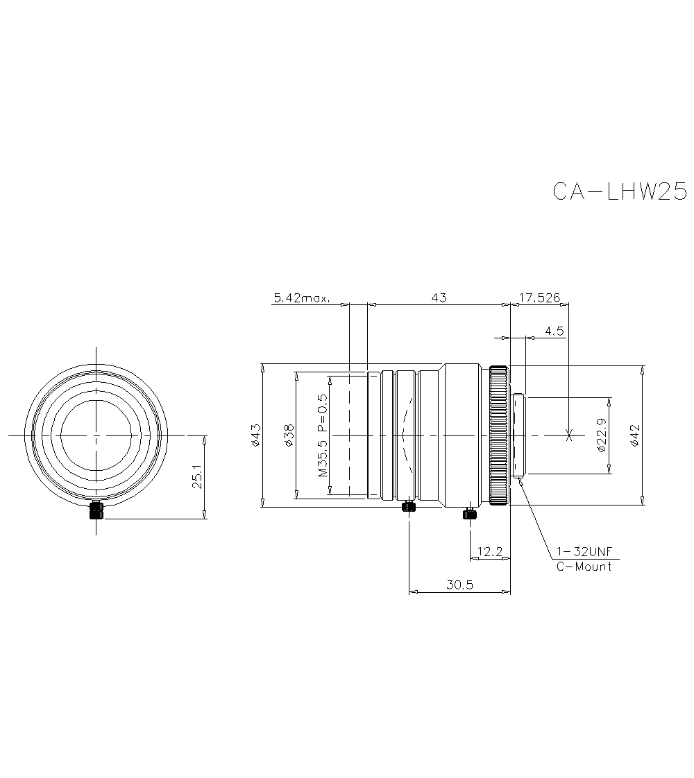 CA-LHW25 Dimension