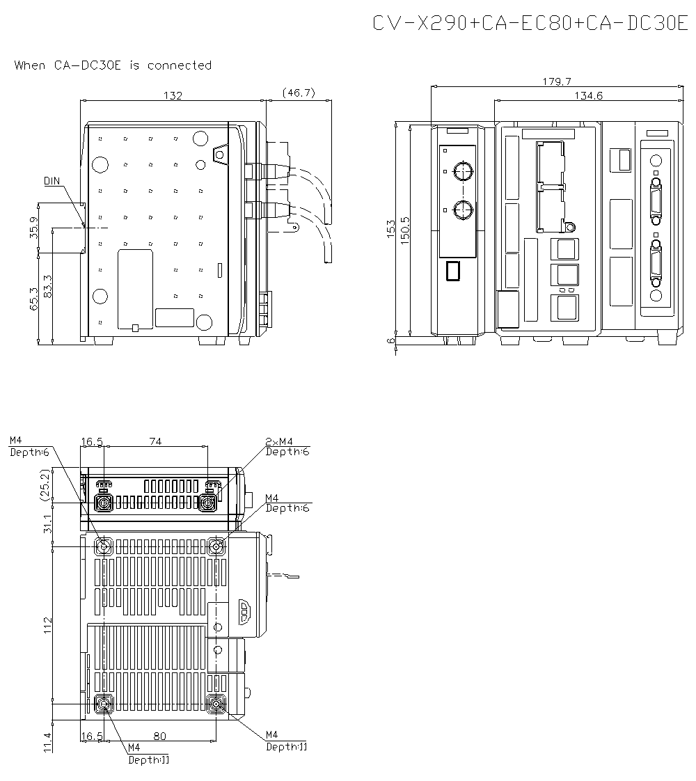 CV-X290/CA-EC80/CA-DC30E Dimension