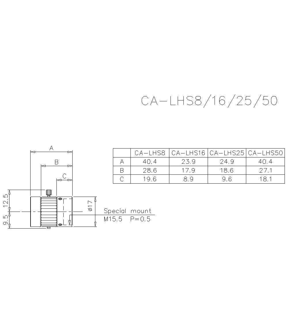 CA-LHS8 Dimension