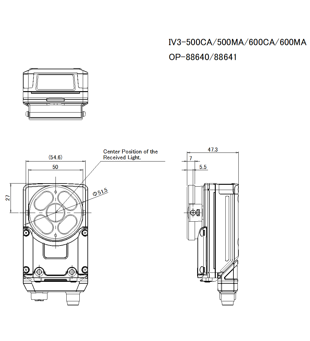 IV3-500CA/IV3-500MA/IV3-600CA/IV3-600MA/OP-88640/OP-88641 Dimension