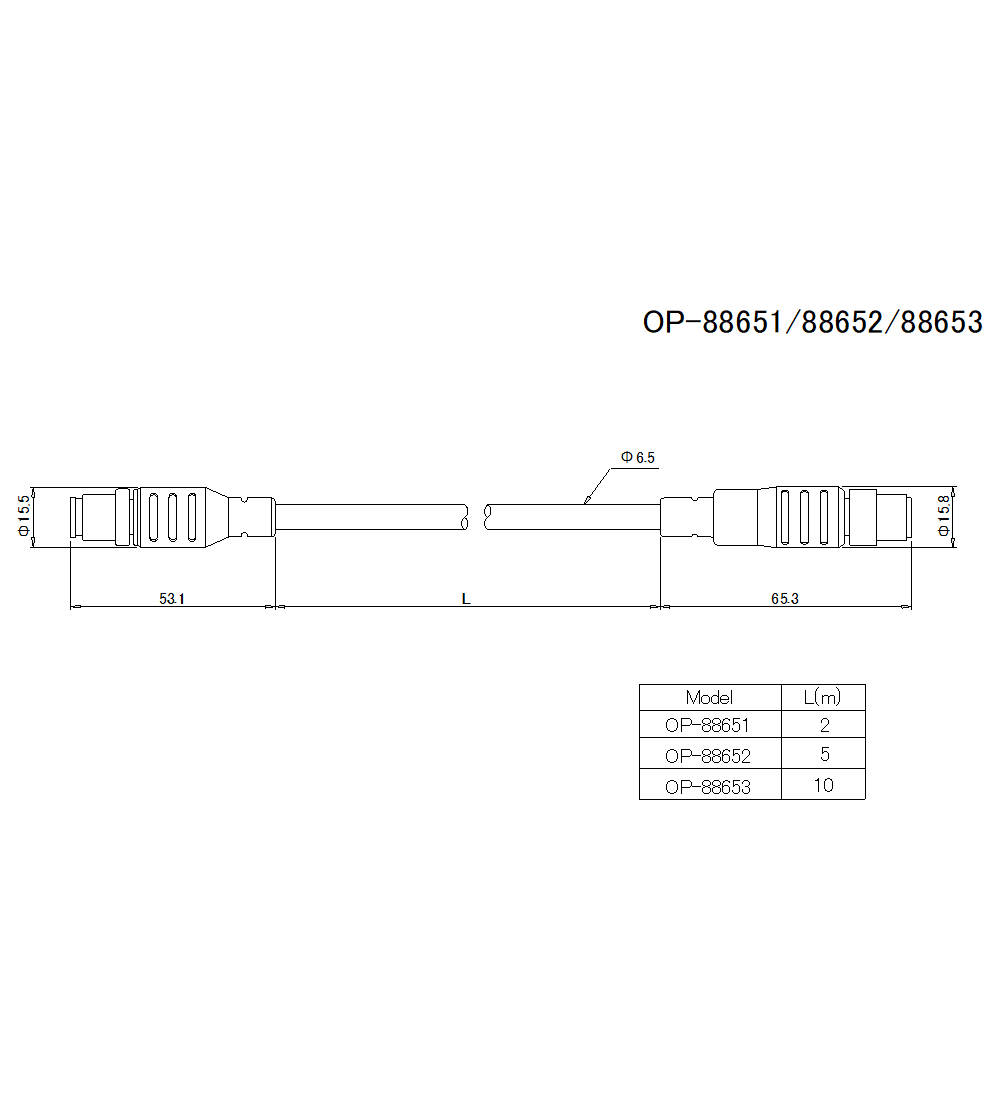 OP-88651/OP-88652/OP-88653 Dimension