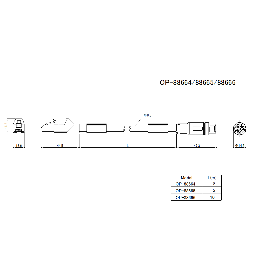 OP-88664/OP-88665/OP-88666&nbsp;Dimension