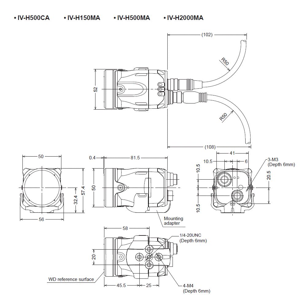 IV-H500CA/H150MA/H500MA Dimension