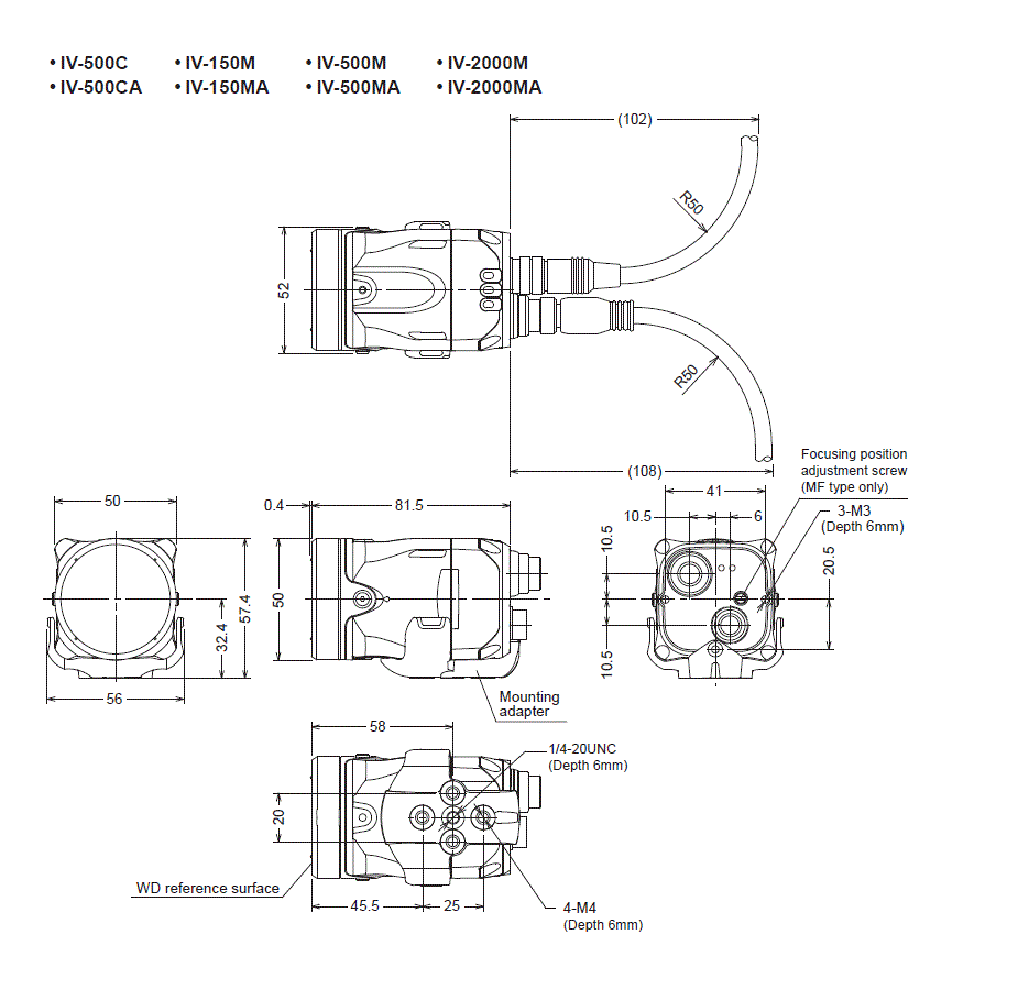 IV-150M/150MA/500C/500CA/500M/500MA/2000M/2000MA&nbsp;Dimension