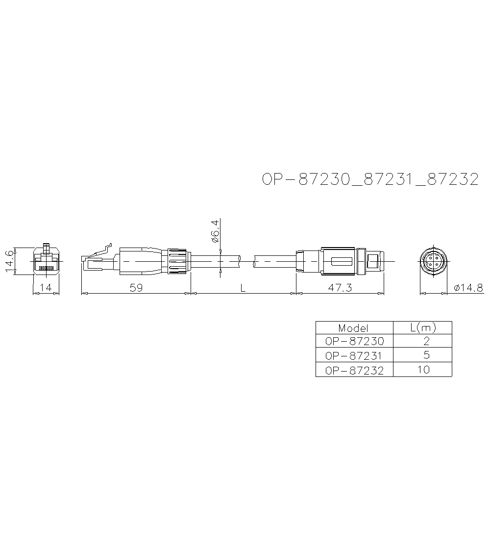 OP-87230/87231/87232/2 Dimension