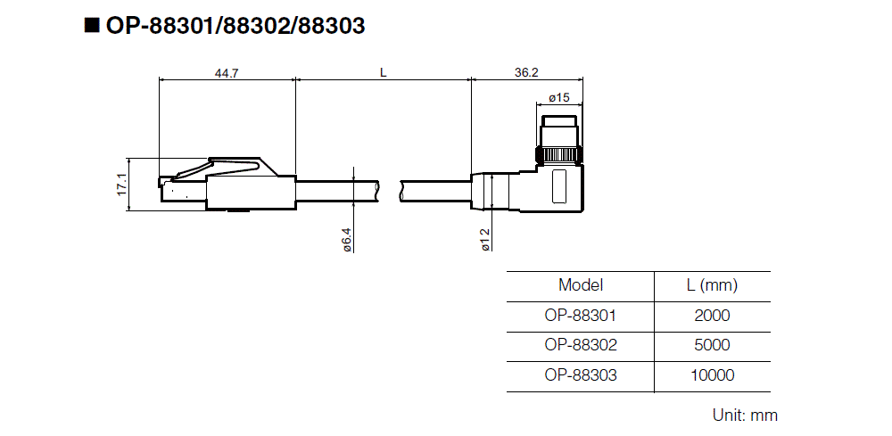 OP-88301/88302/88303 Dimension