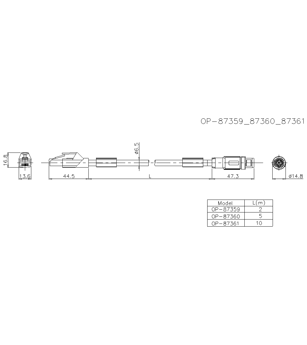 OP-87359/87360/87361/2 Dimension