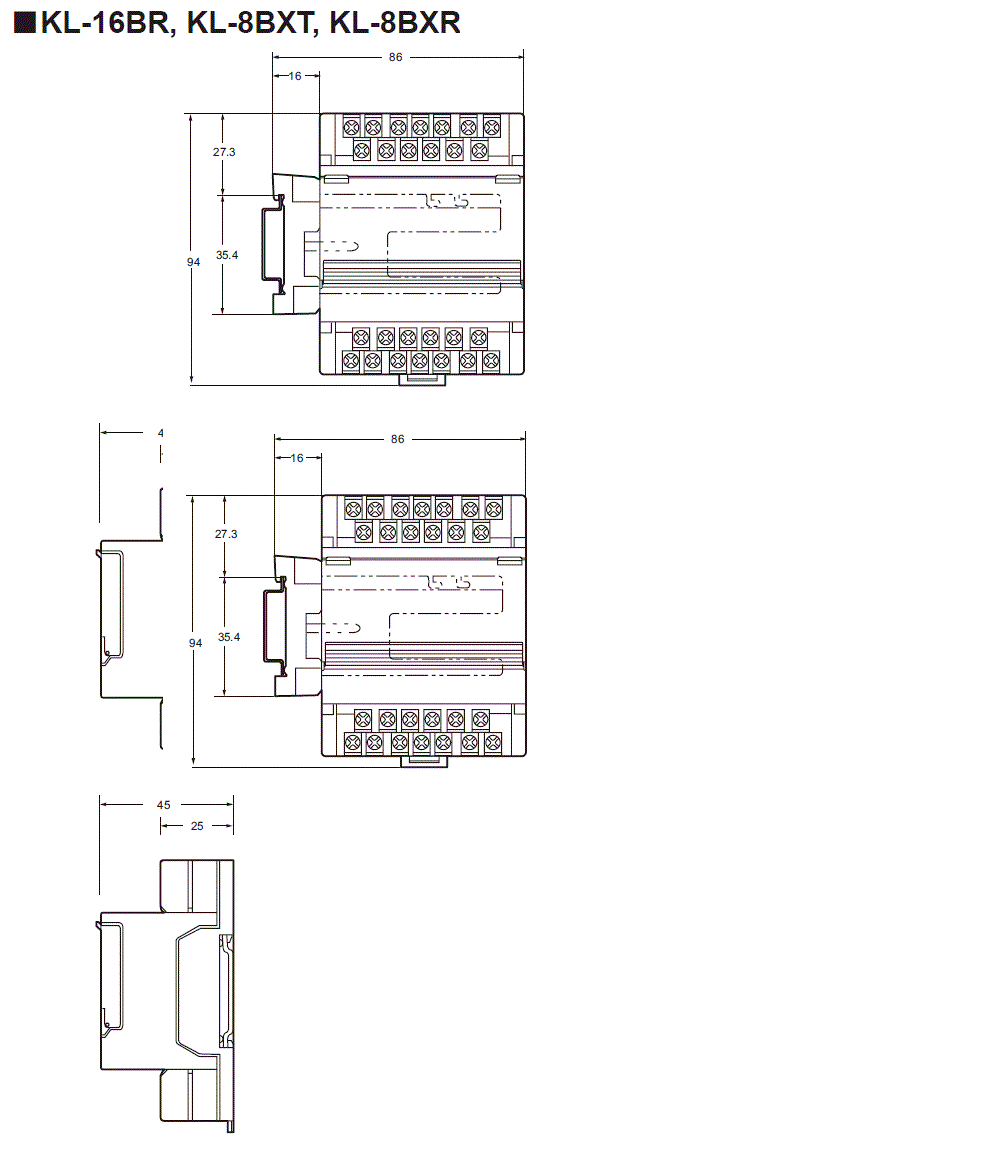 KL-16BR_8BXT_8BXR&nbsp;Dimension