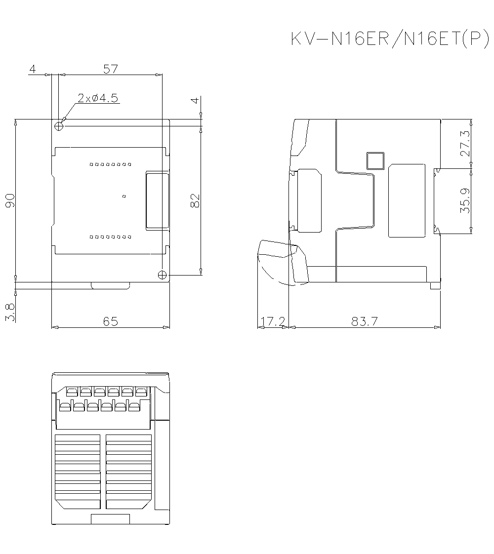 KV-N16ER/N16ET/N16ETP&nbsp;&nbsp;Dimension