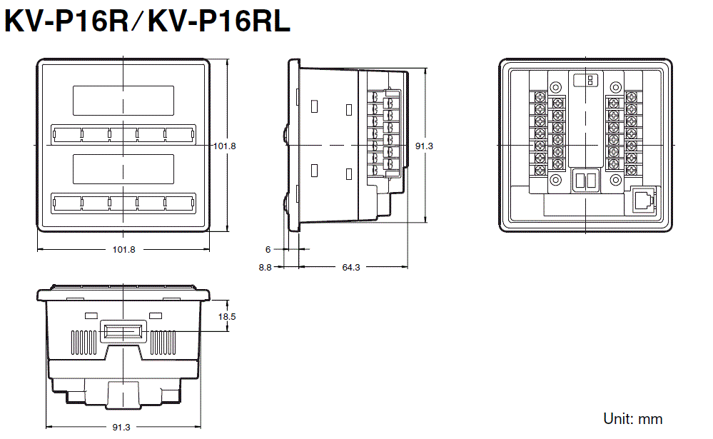 KV-P16R(RL) Dimension