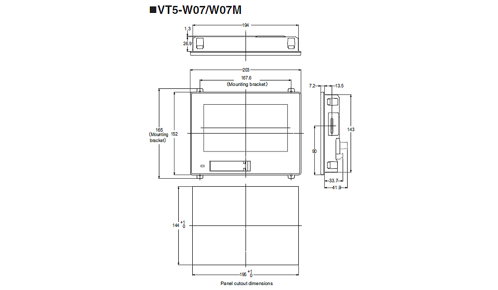 VT5-W07/W07M Dimension