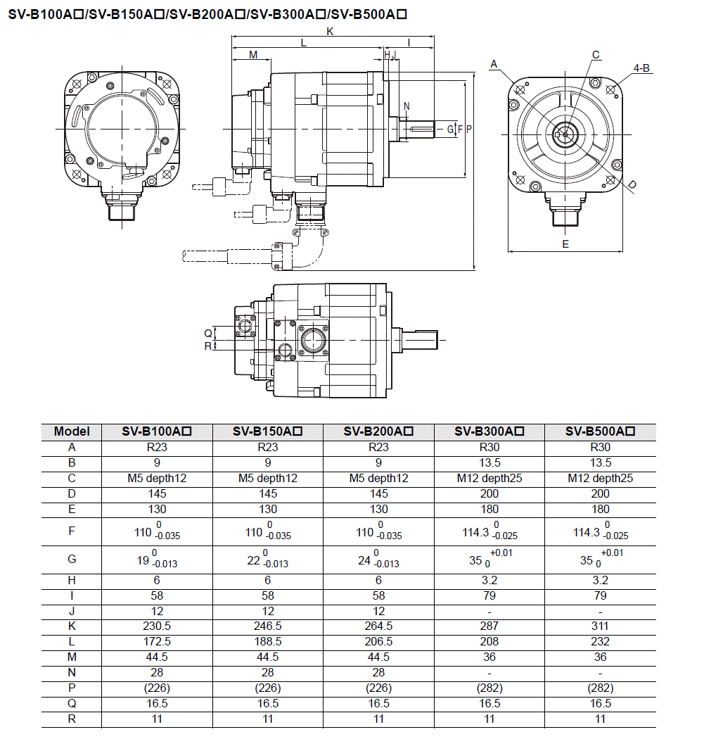 SV-B100/B150/B200/B300/B500&nbsp;Dimension