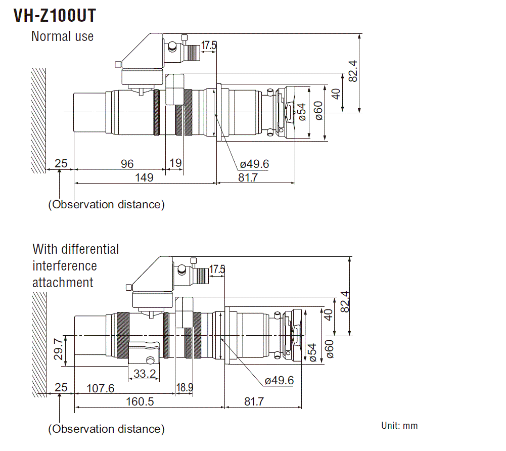 VH-Z100UT&nbsp;Dimension