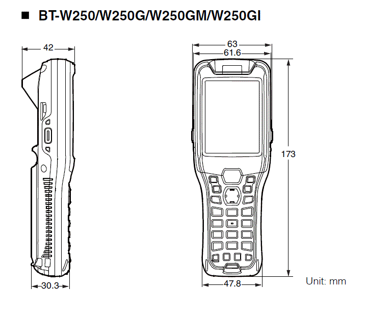 BT-W250/W250G/W250GM/W250GI Dimension