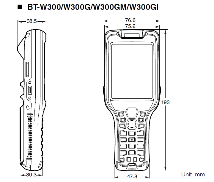 BT-W300/W300G/W300GM/W300GI Dimension
