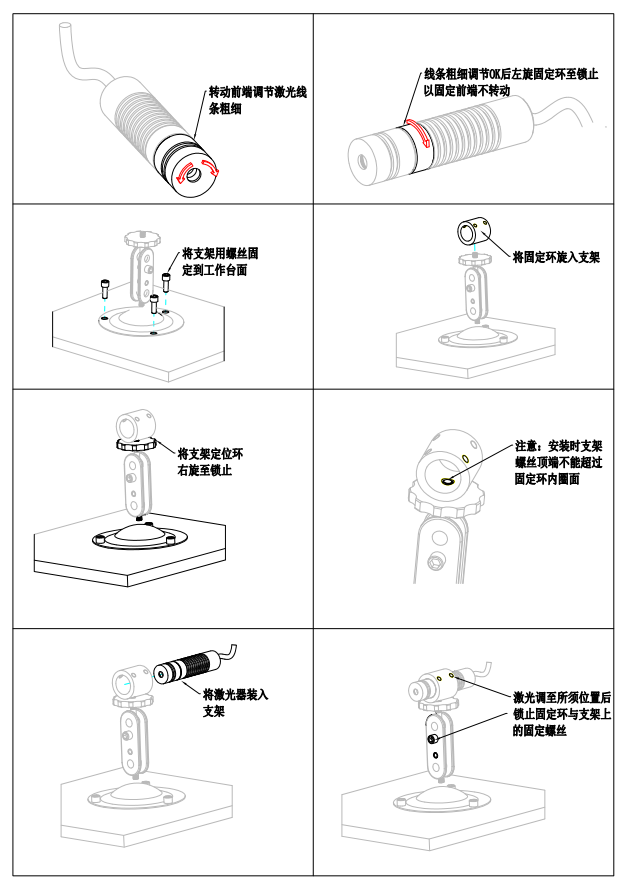 一字线激光器安装图